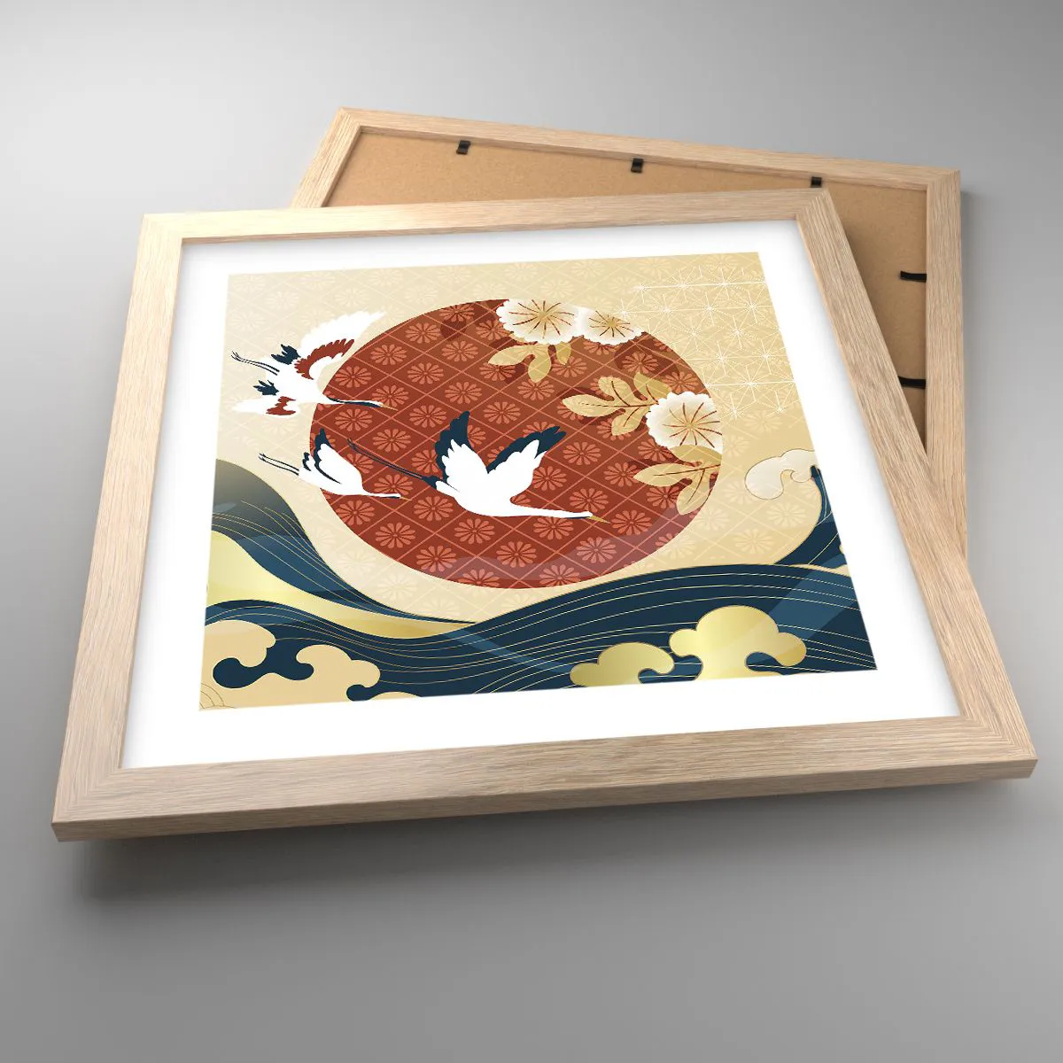 Een poster in een licht eiken lijst - Japans sprookje - 30x30 cm