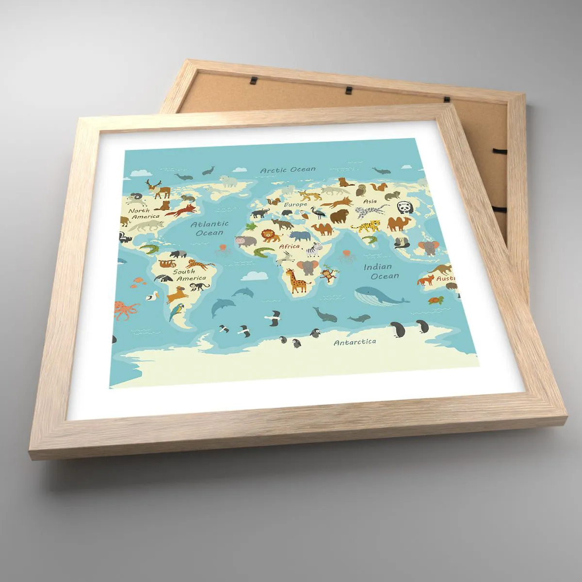 Poszter világos tölgy keretben - Jó szomszédok - 30x30 cm