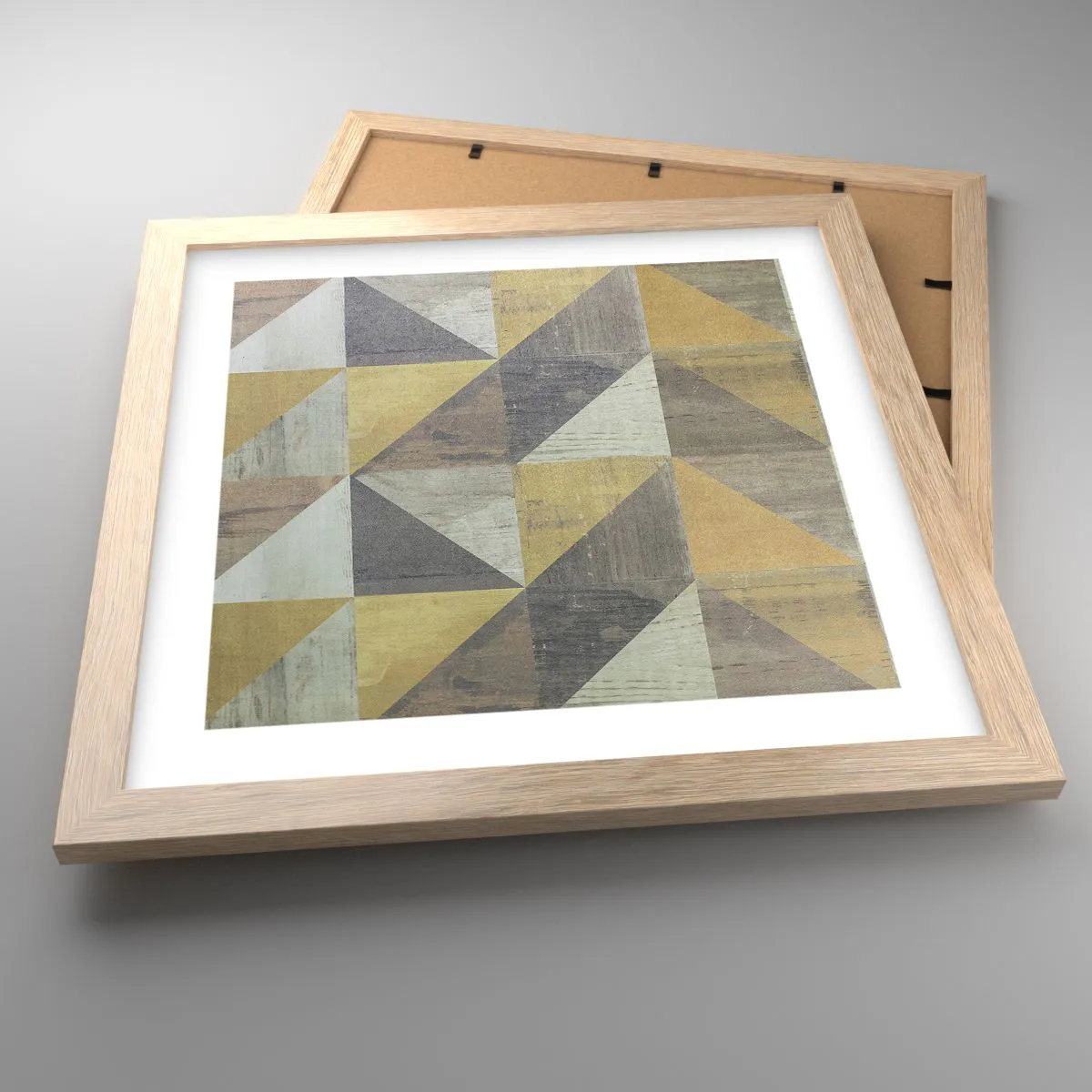 Plakat w ramie jasny dąb - Pod kątem trójkąta - 30x30 cm