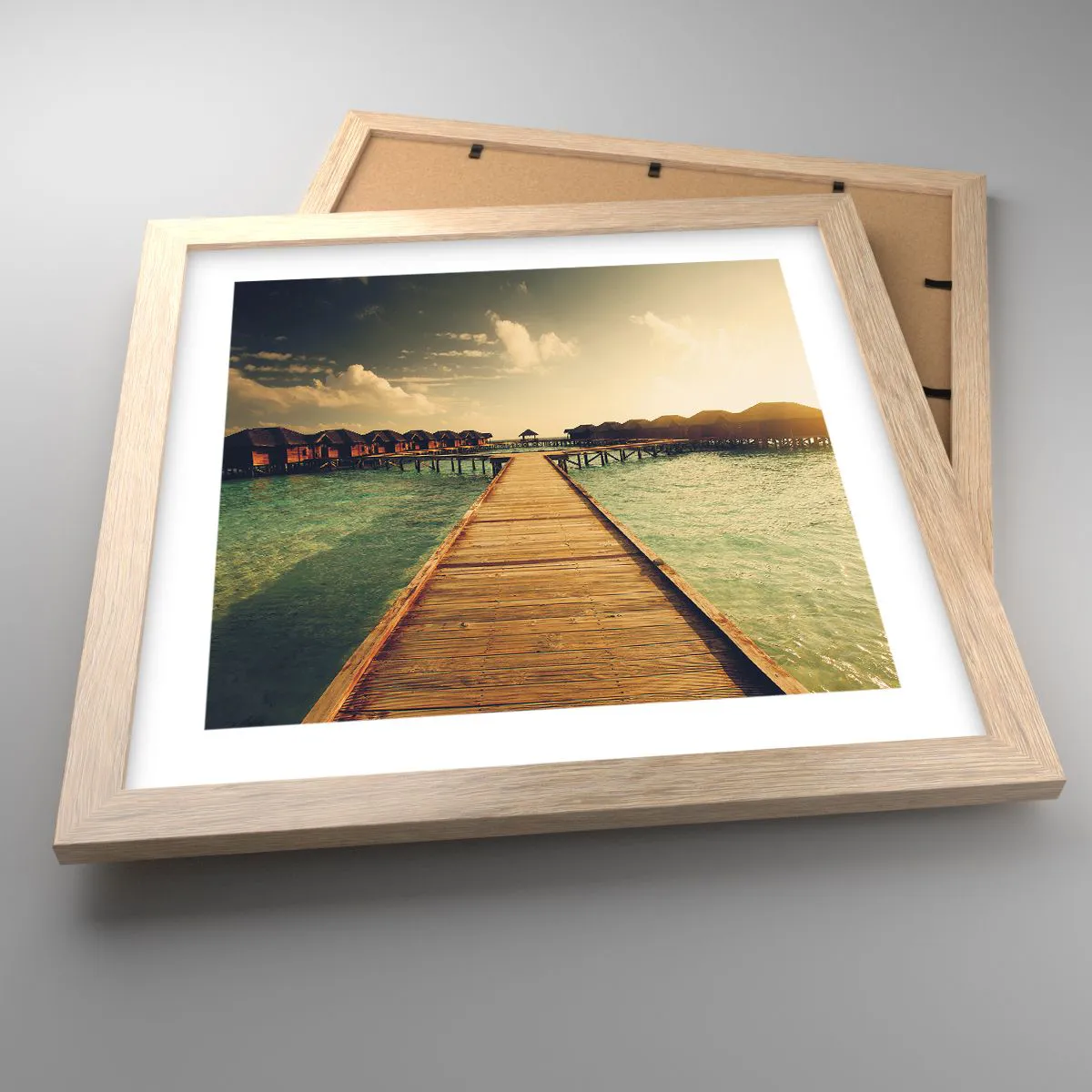 Poster in einem Rahmen aus heller Eiche - Eine herzliche Einladung - 30x30 cm