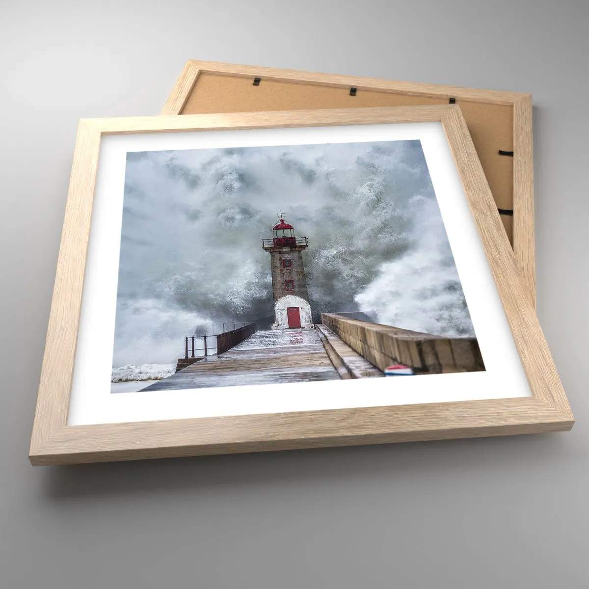 Póster en marco roble claro - El rugido de las aguas, la fuerza del viento - 30x30 cm