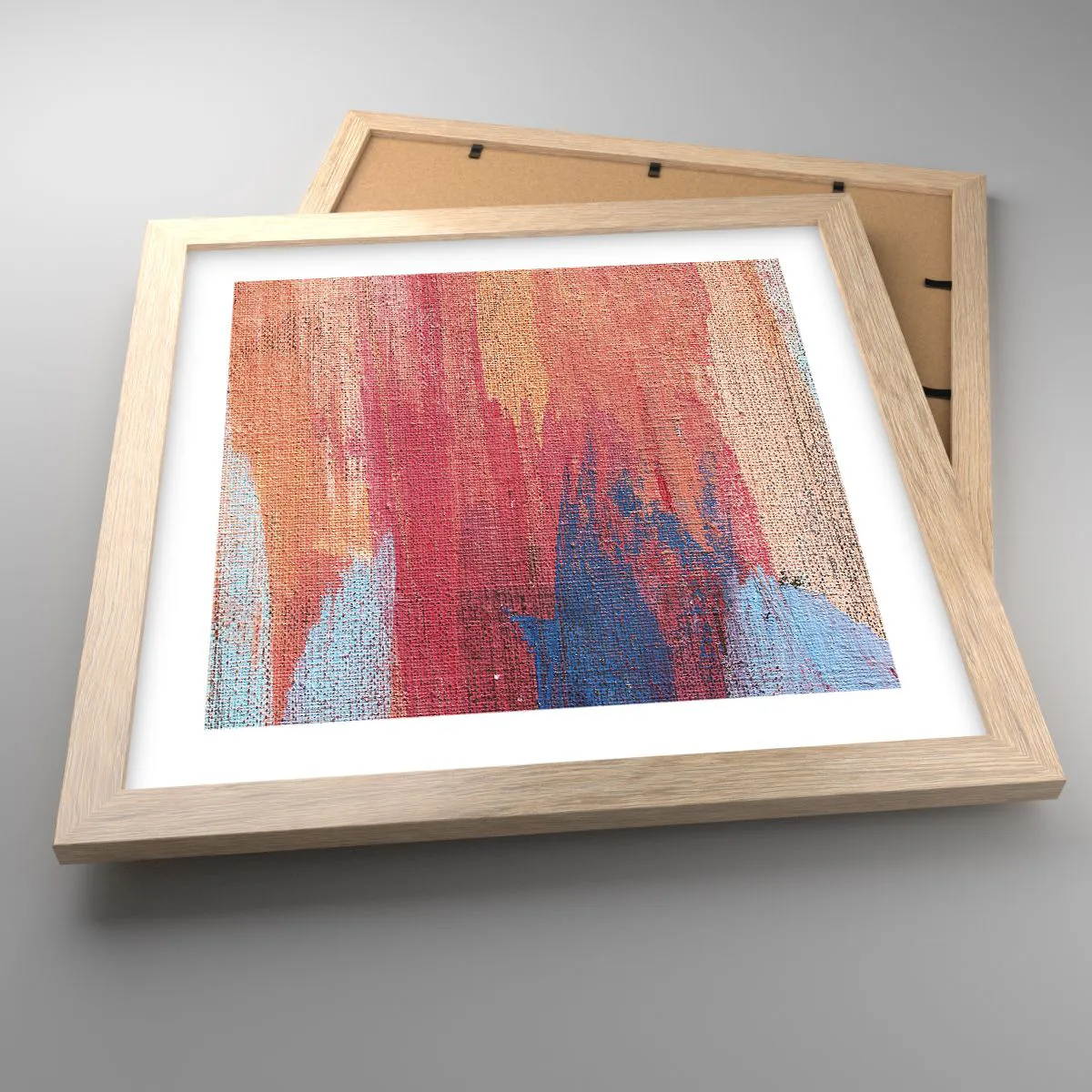 Poszter világos tölgy keretben - Szivárványon kiúszva - 30x30 cm