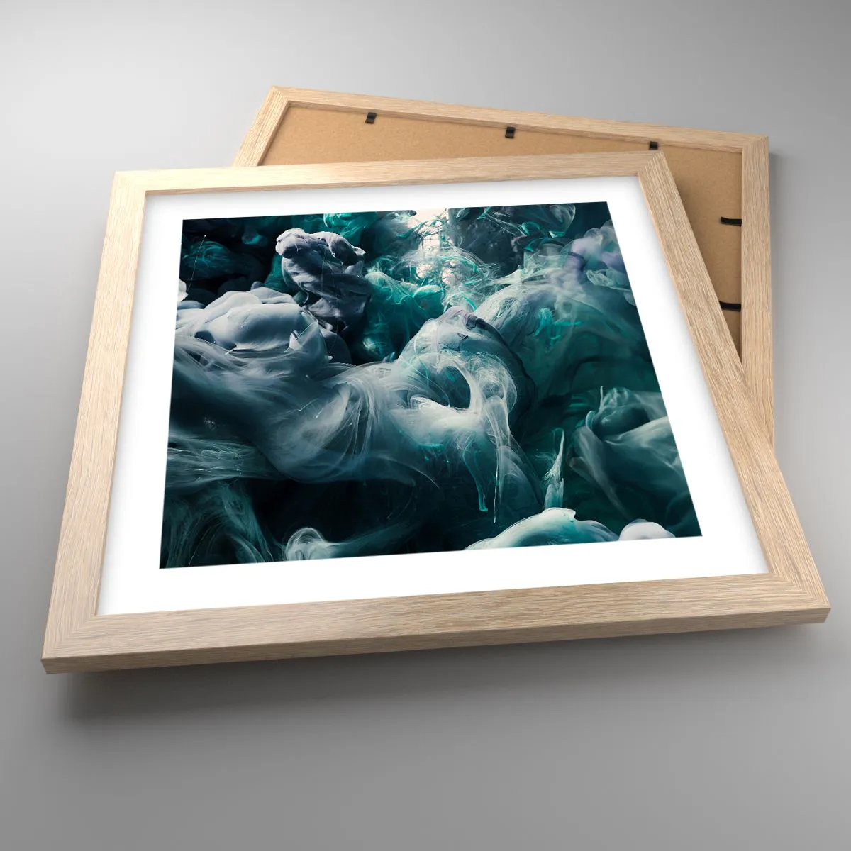 Plakat i ramme af lyst egetræ - Farvebevægelse - 30x30 cm