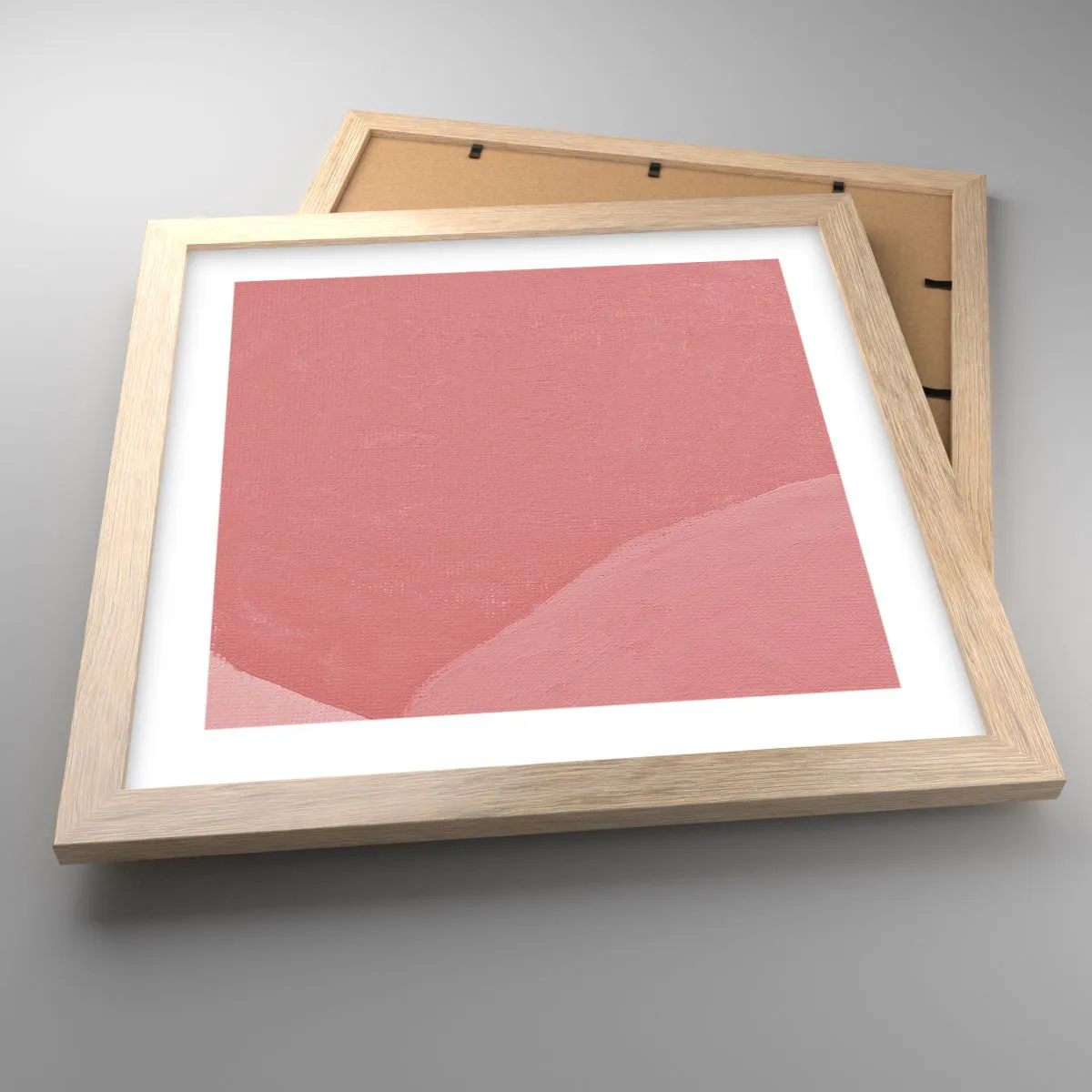 Plagát v ráme zo svetlého duba - Organická kompozícia v ružovej - 30x30 cm