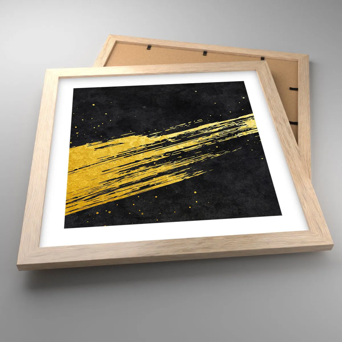 Plakat i ramme af lyst egetræ - Hop ind i hyperrummet - 30x30 cm