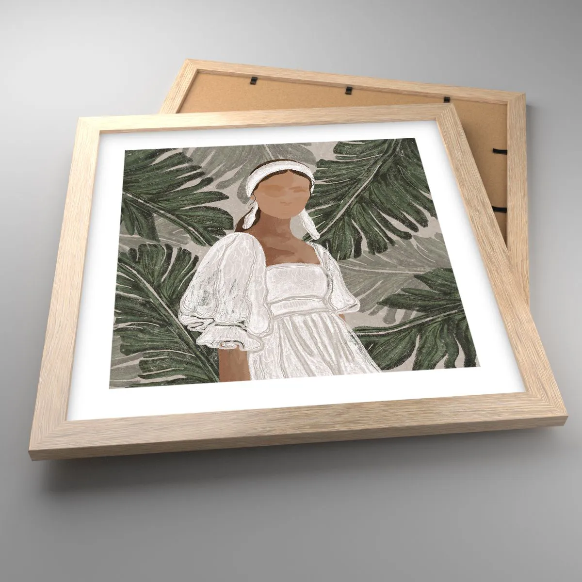 Plakat i ramme af lyst egetræ - Eksotisk portræt - 30x30 cm