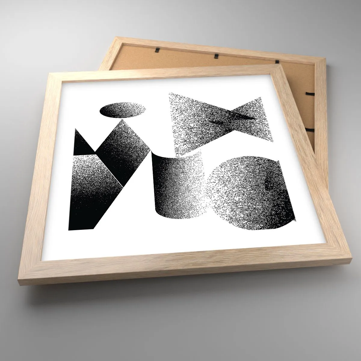 Pôster com moldura de carvalho claro - Ângulos e ovais - 30x30 cm