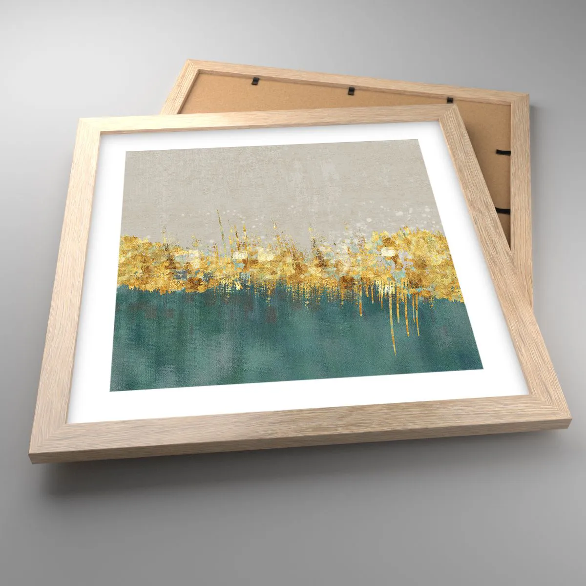 Poszter világos tölgy keretben - Az aranyhatár - 30x30 cm