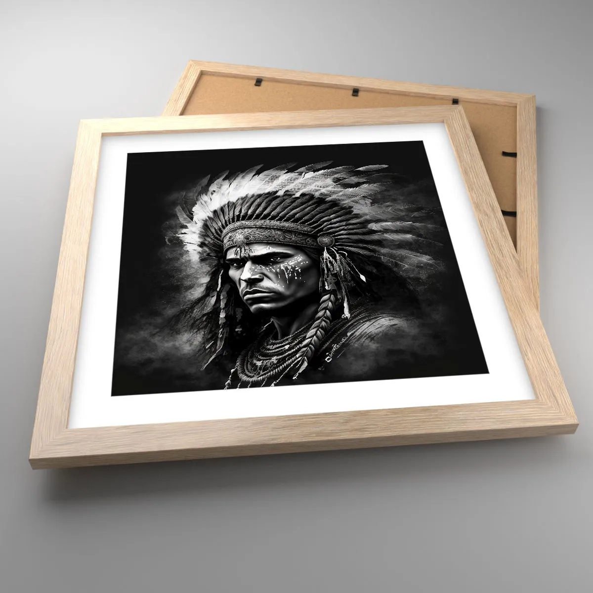 Plakat w ramie jasny dąb - Wódz i wojownik - 30x30 cm