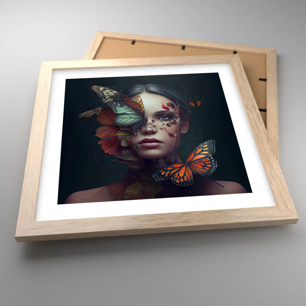 Poster in einem Rahmen aus heller Eiche - Wunderbare Metamorphose - 30x30 cm