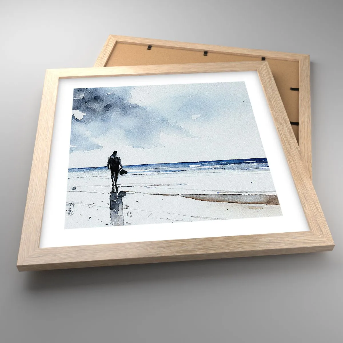 Poszter világos tölgy keretben - Beszélgetés a tengerrel - 30x30 cm