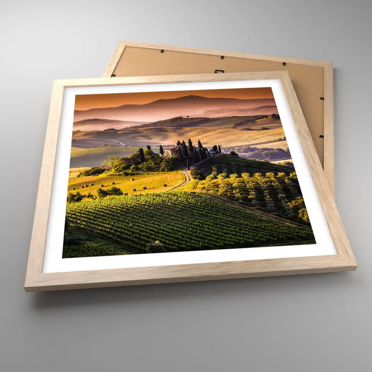 Pôster com moldura de carvalho claro - Arcádia - Paisagem toscana - 40x40 cm
