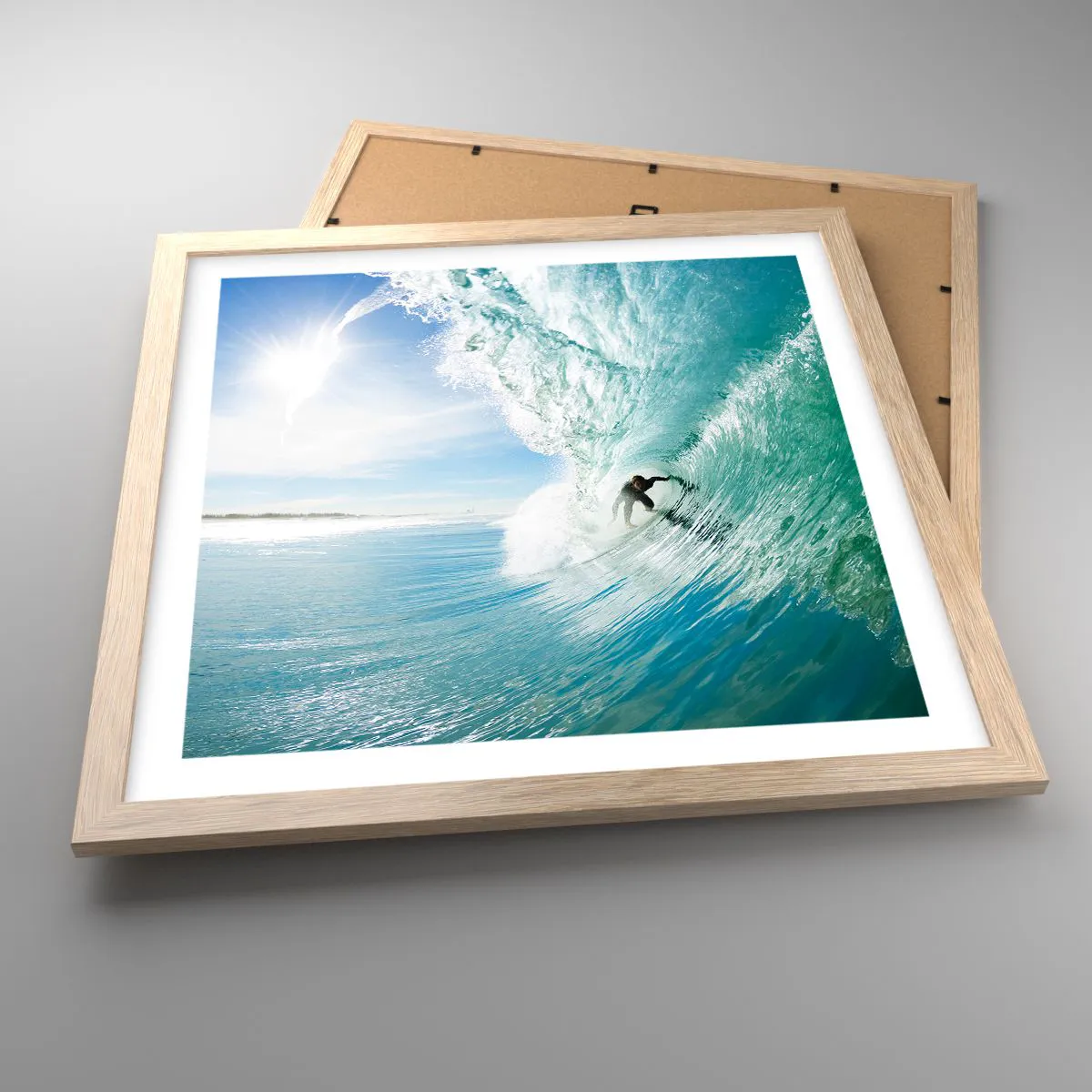 Poszter világos tölgy keretben - Mindig a hullámon - 40x40 cm