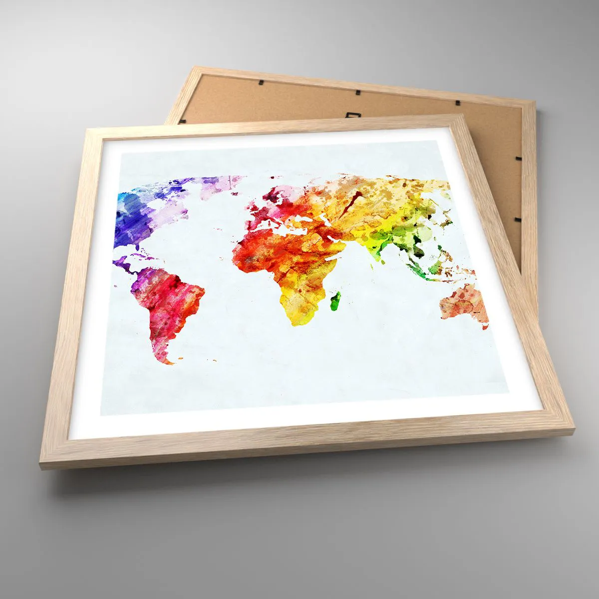 Poster în ramă de stejar deschis - Toate culorile lumii - 40x40 cm