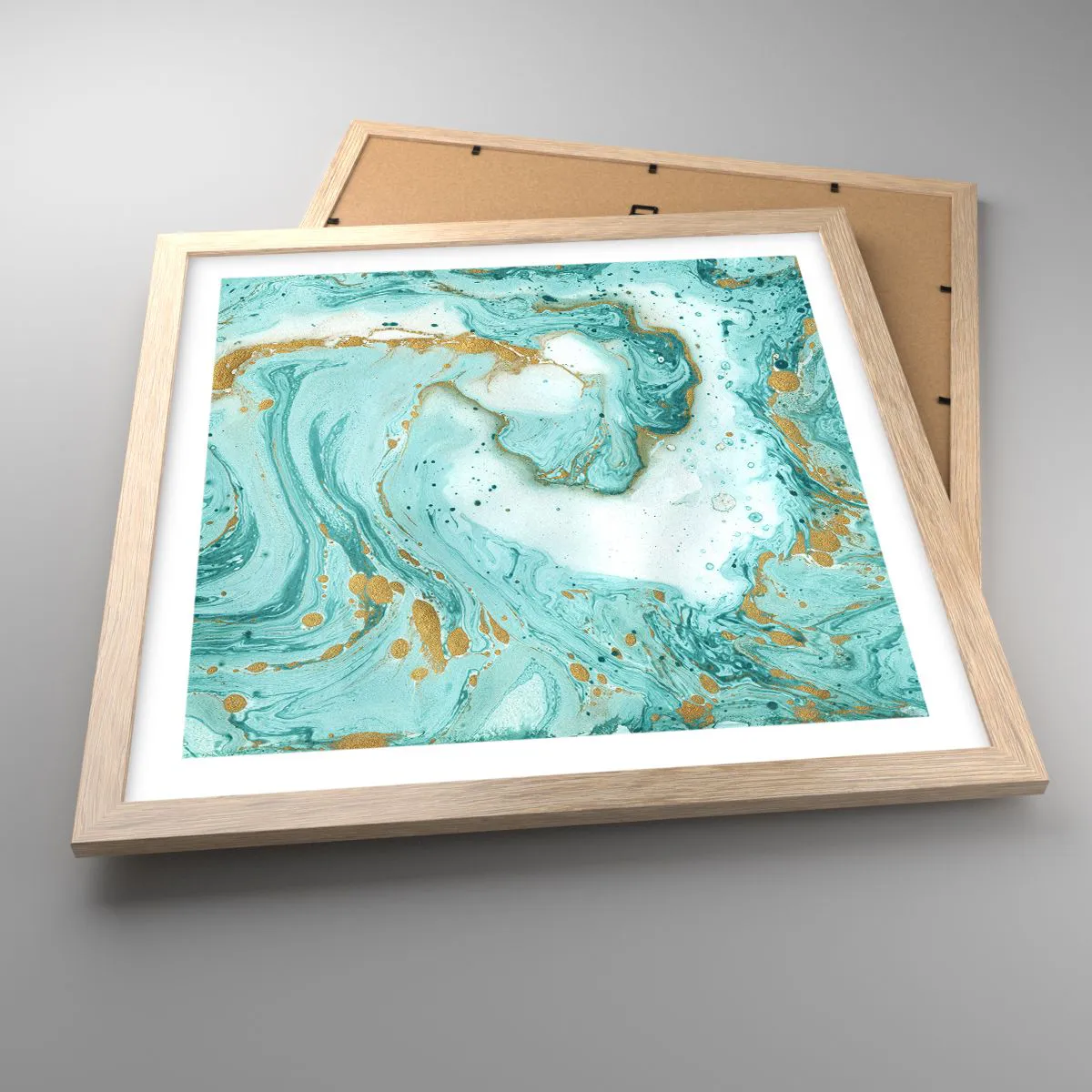 Poszter világos tölgy keretben - Az Edo-korszak nagy hulláma alatt - 40x40 cm