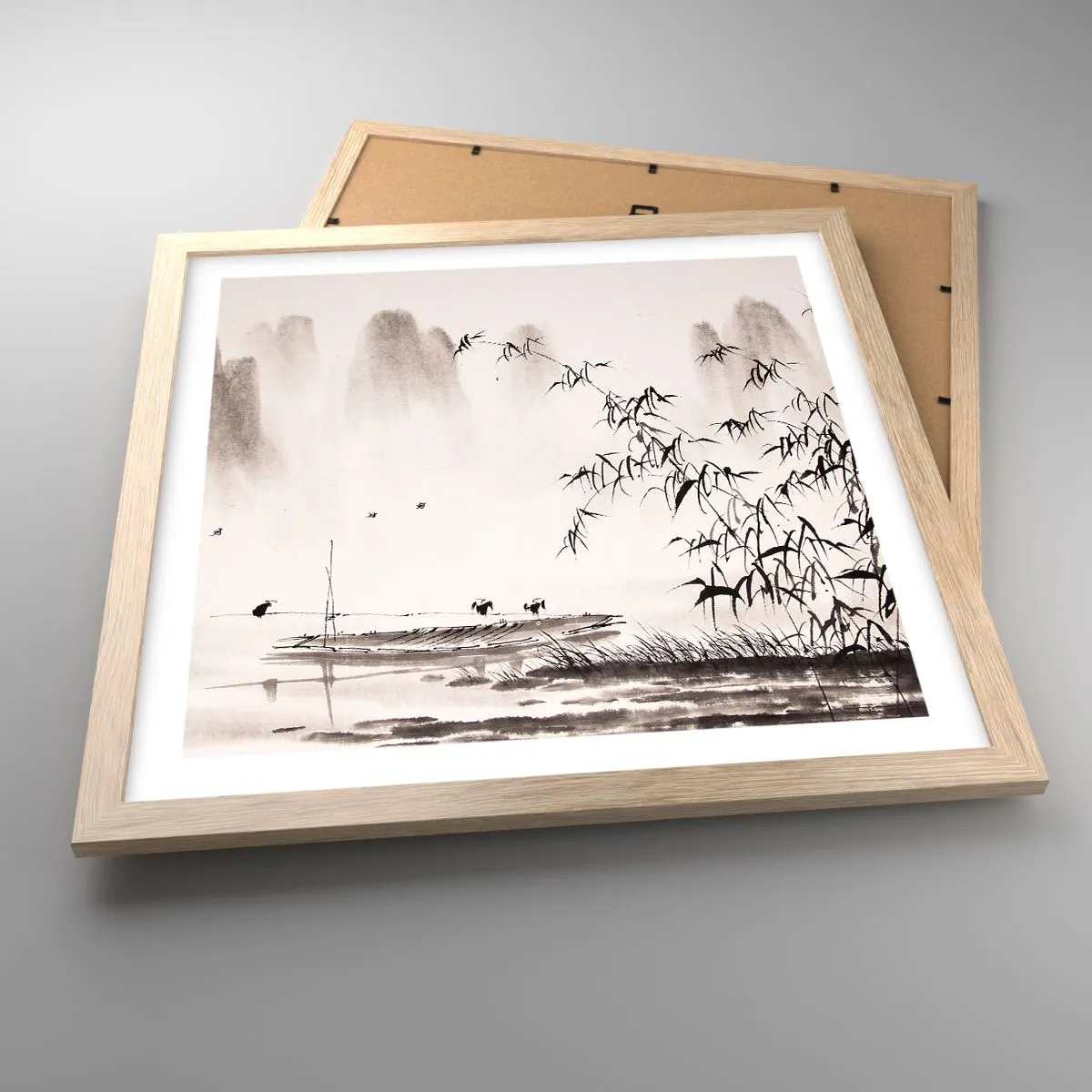 Plagát v ráme zo svetlého duba - Pokoj ryžových polí - 40x40 cm