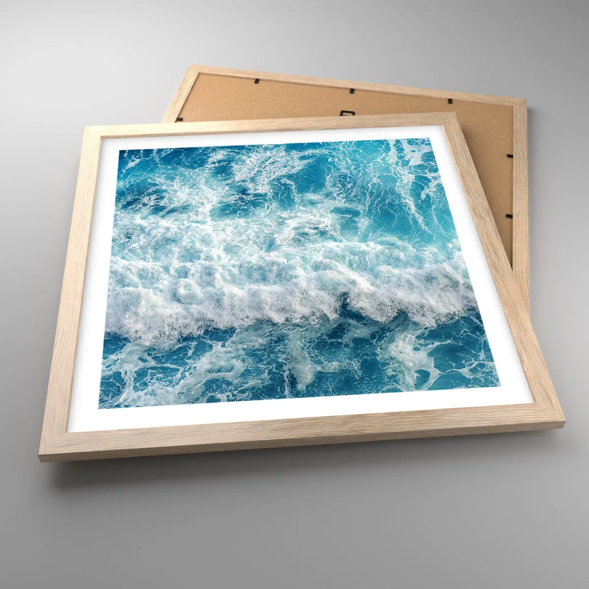 Poster in einem Rahmen aus heller Eiche - Freudig und springend - 40x40 cm