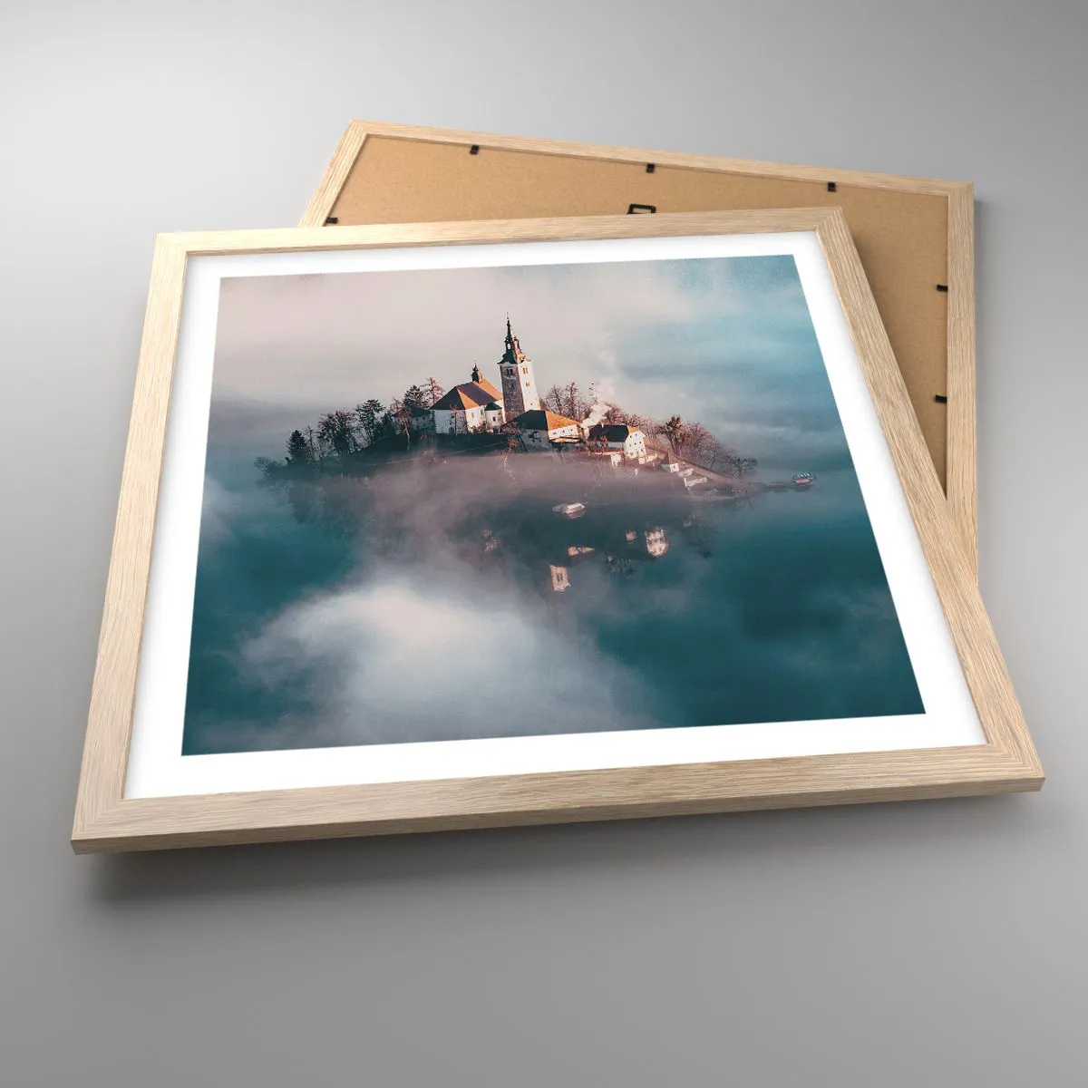 Affiche dans un chêne clair - Poster - Île de rêve - 40x40 cm