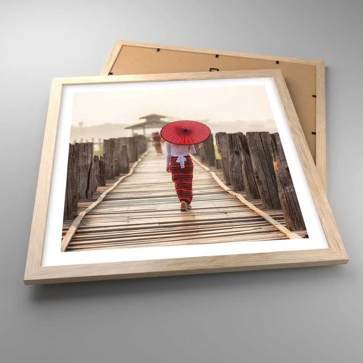Pôster com moldura de carvalho claro - Na ponte velha - 40x40 cm