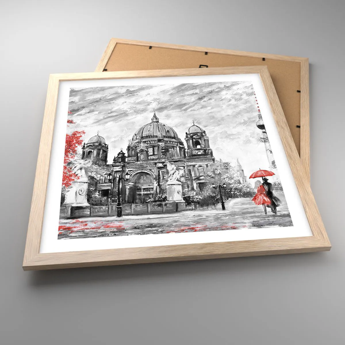 Poster in light oak frame - Berlin Encounter - 40x40 cm