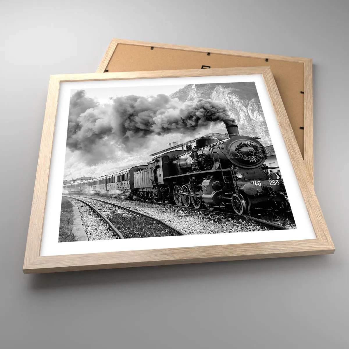 Poster in light oak frame - Standing at the Station... - 40x40 cm