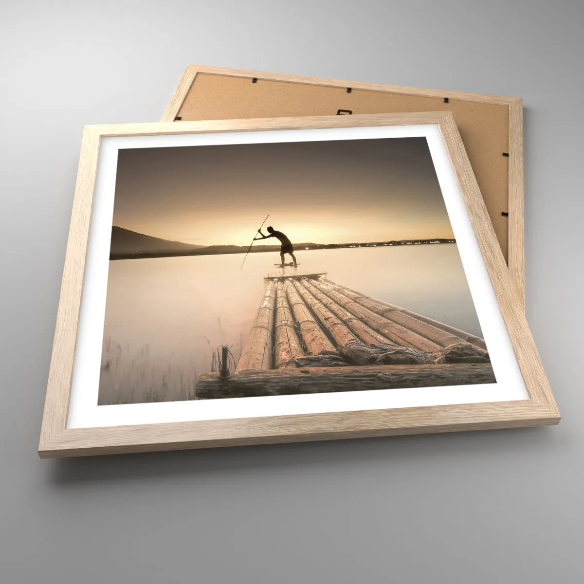 Plakat i ramme af lyst egetræ - Før du hviler - 40x40 cm