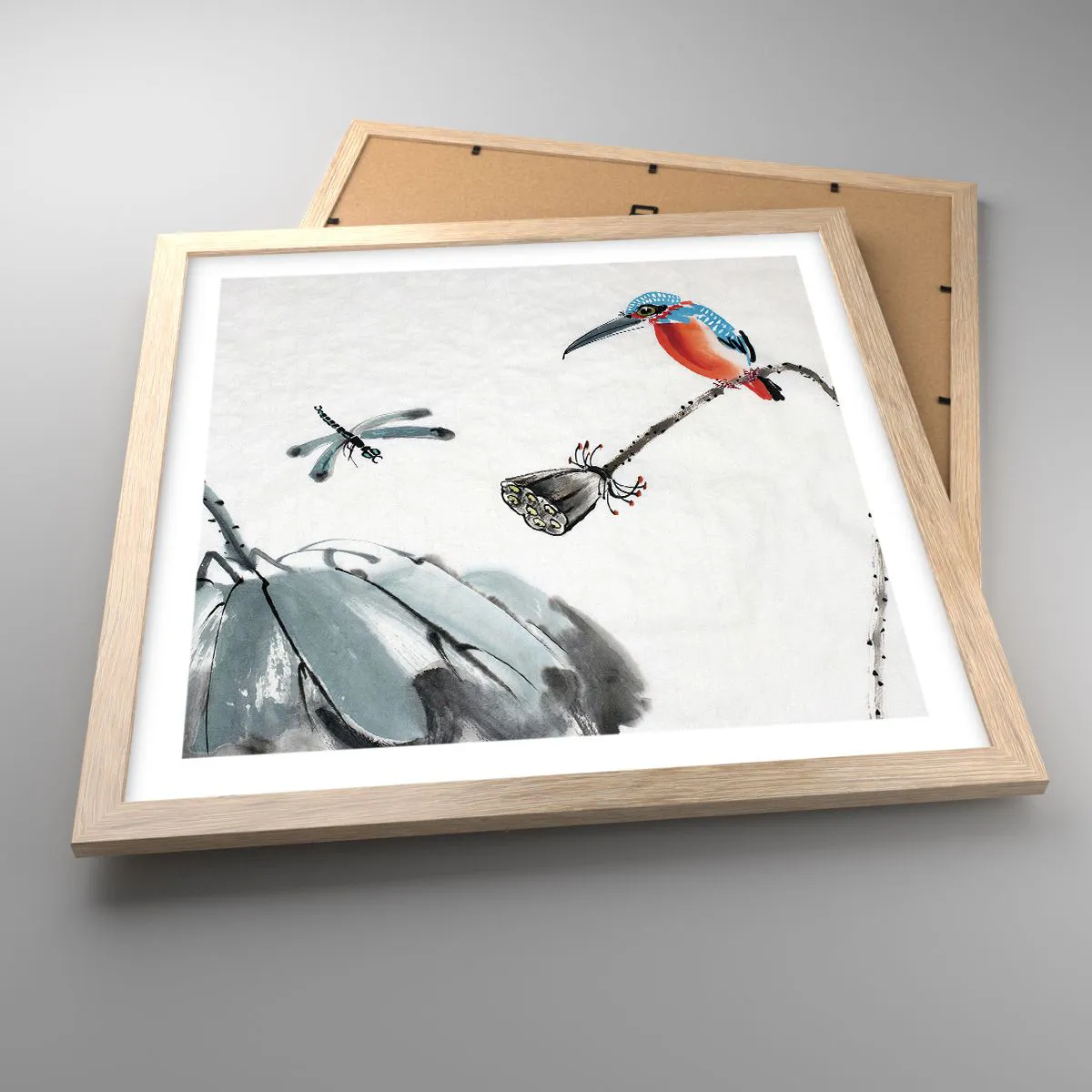 Poster in light oak frame - Life of a Meadow - 40x40 cm