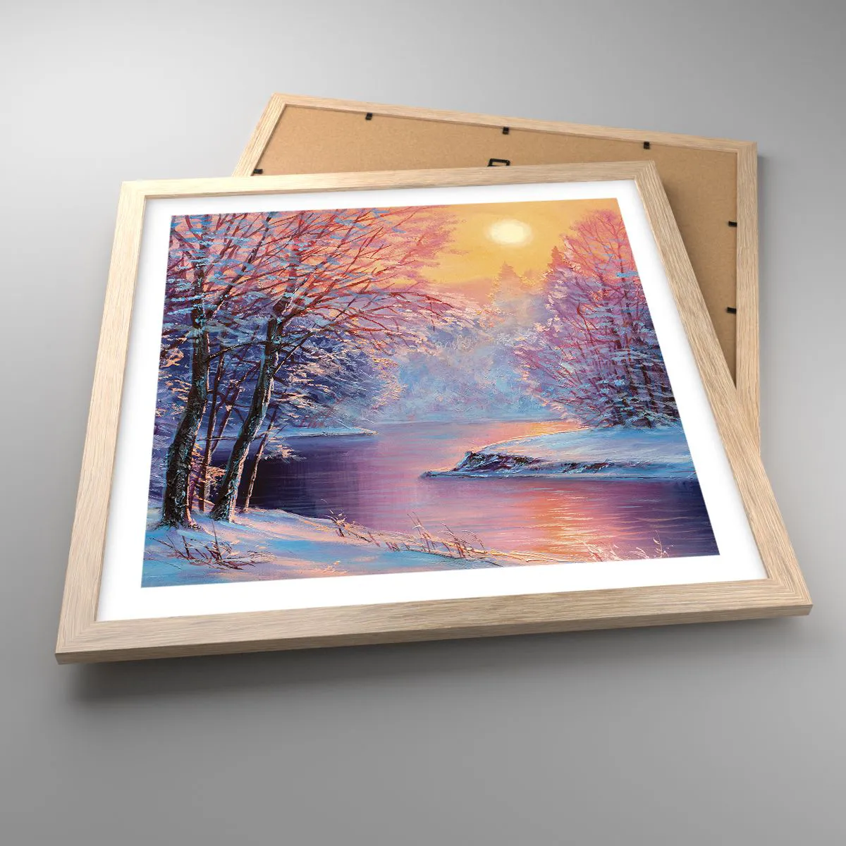 Affiche dans un chêne clair - Poster - Couleurs d'hiver - 40x40 cm