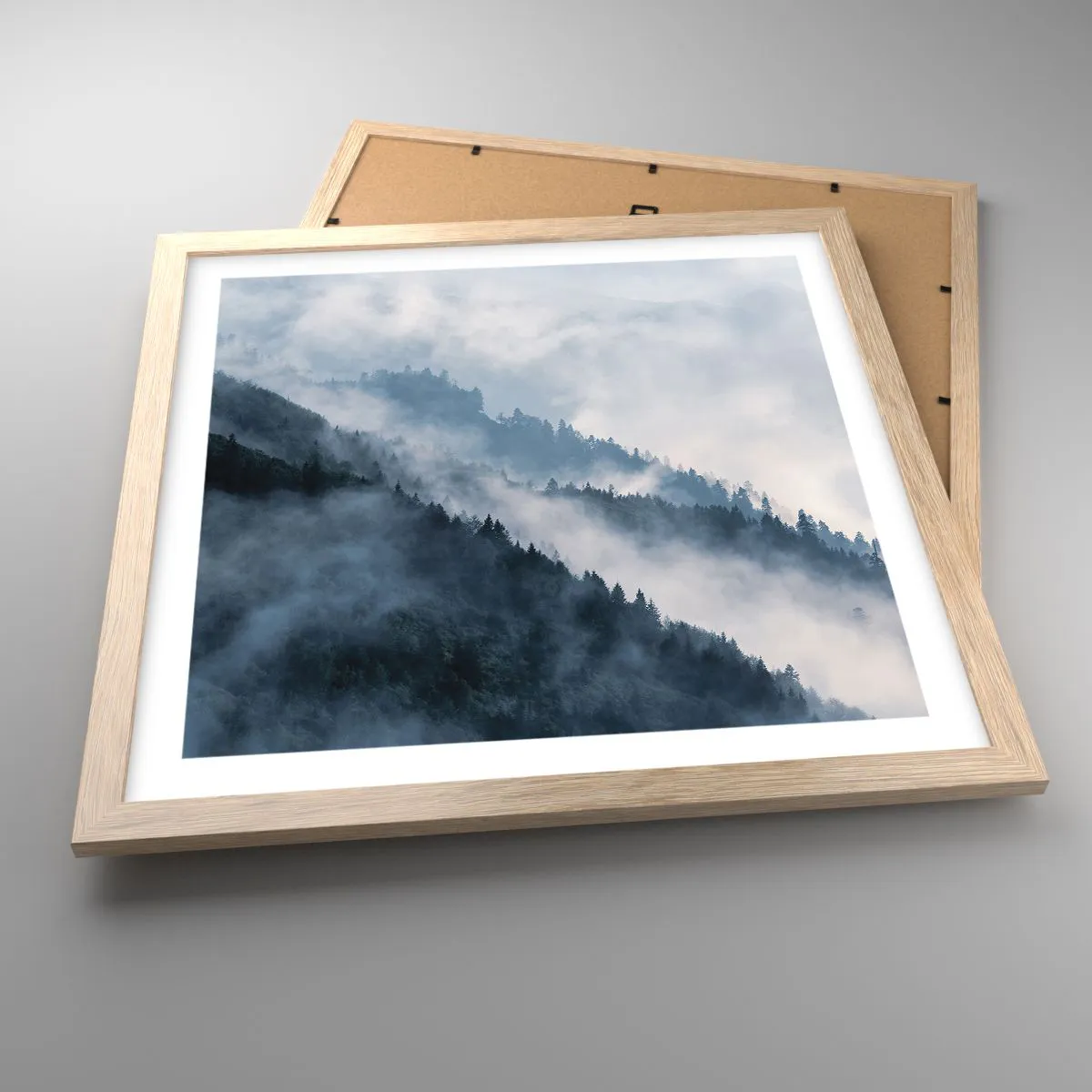Poster in light oak frame - Mysticism of the Mountains - 40x40 cm