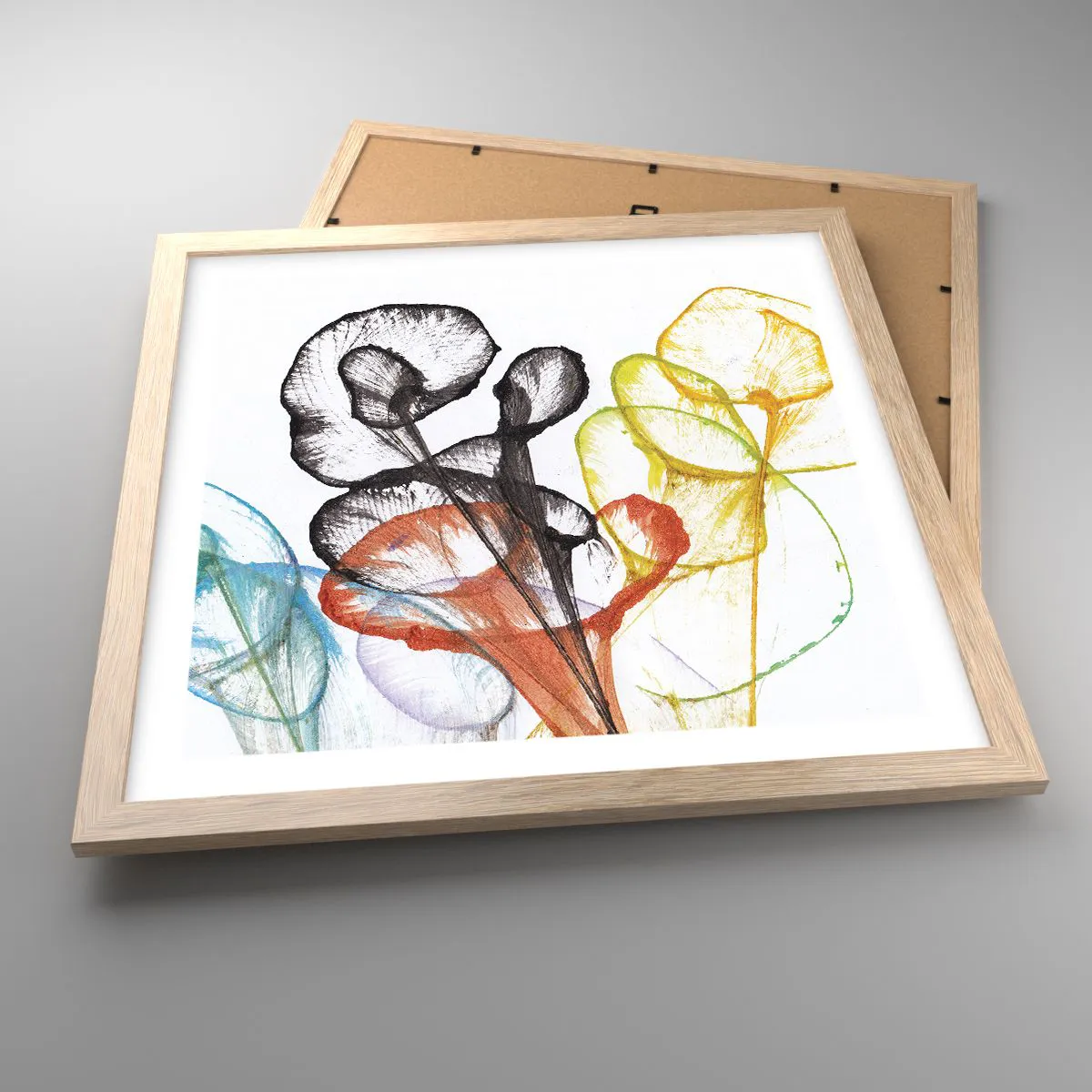 Affiche dans un chêne clair - Poster - Fleurs avec une âme - 40x40 cm
