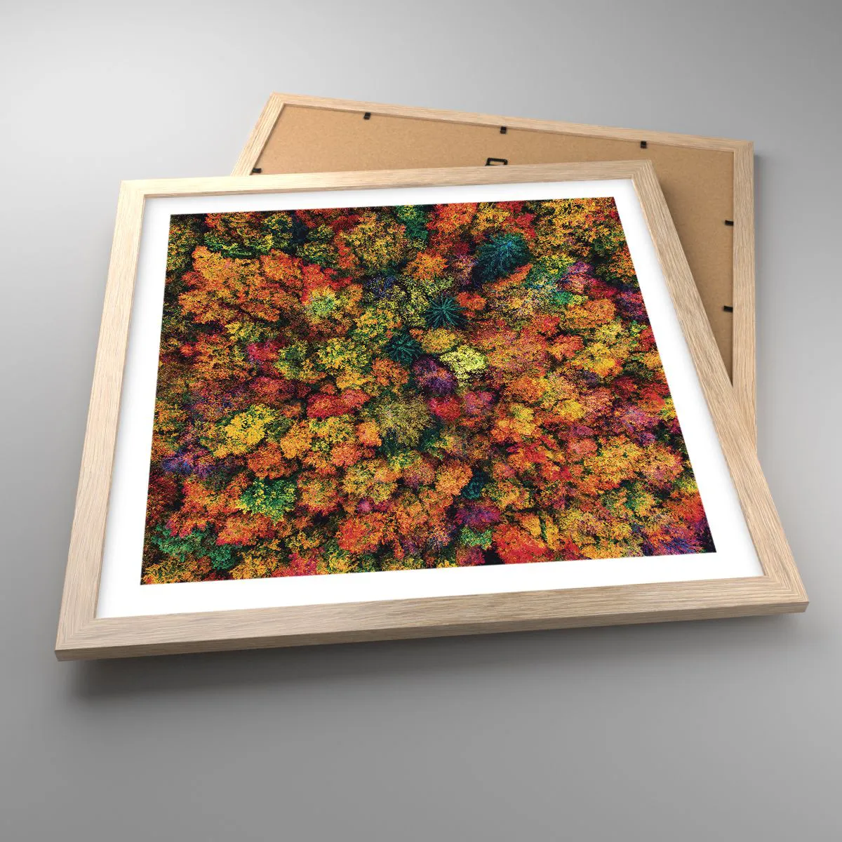 Poszter világos tölgy keretben - Őszi facsokor - 40x40 cm