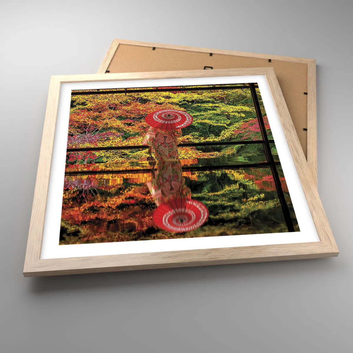 Poster in light oak frame - In a Temple of Nature - 40x40 cm