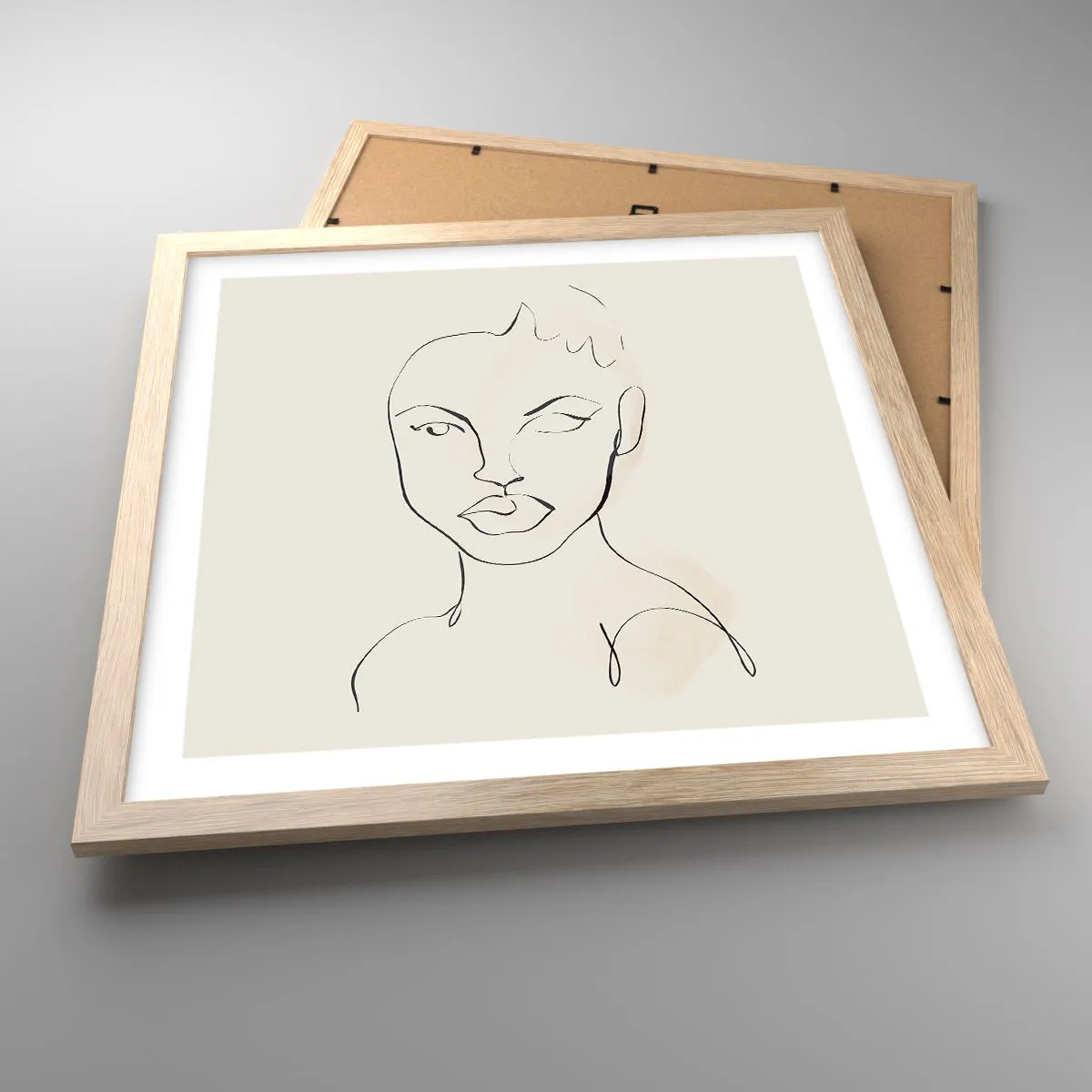 Poster in einem Rahmen aus heller Eiche - Umriss der Sinnlichkeit - 40x40 cm