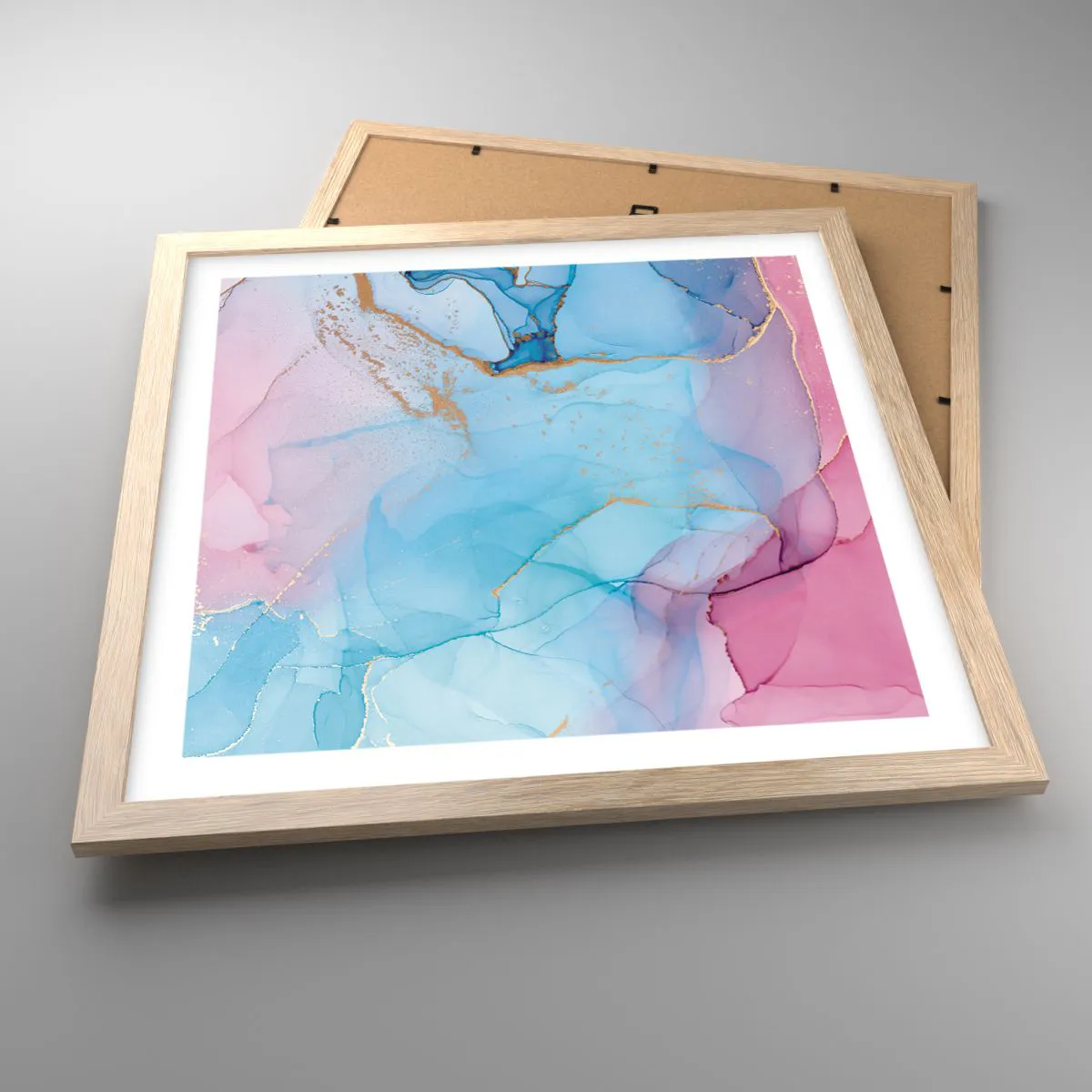 Plakat i ramme af lyst egetræ - Møde og gennemtrængning - 40x40 cm