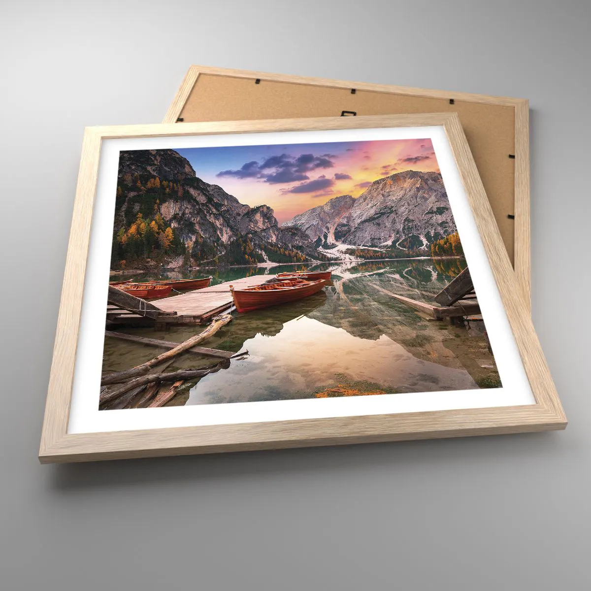 Plakat i ramme af lyst egetræ - Dagens løfte - 40x40 cm