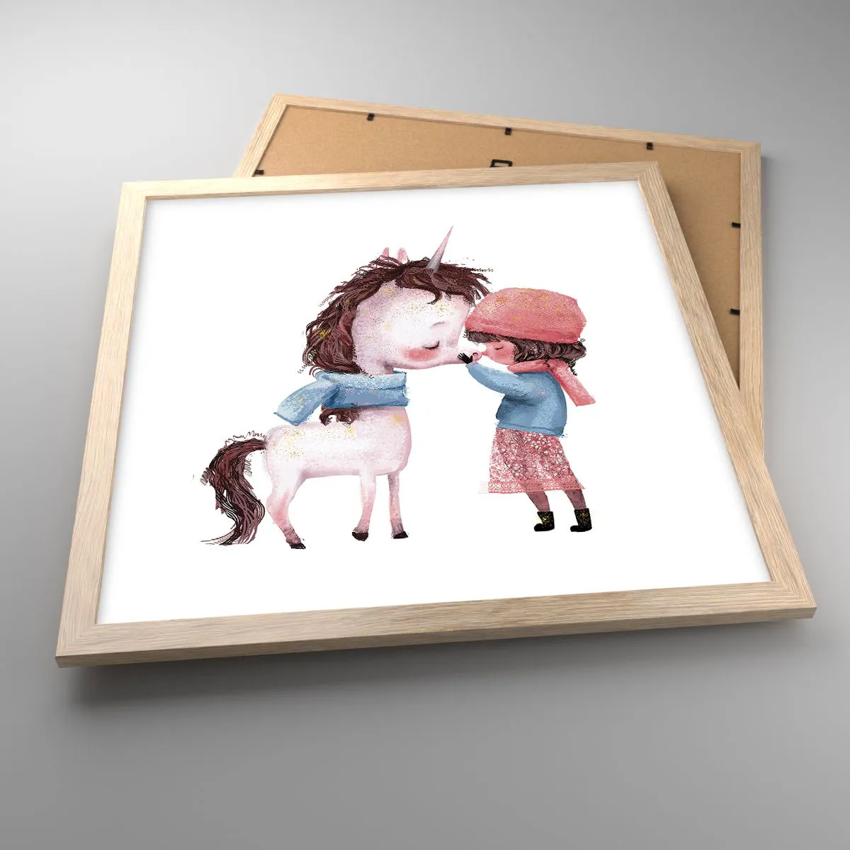 Plakat i ramme af lyst egetræ - En vinterhistorie - 40x40 cm