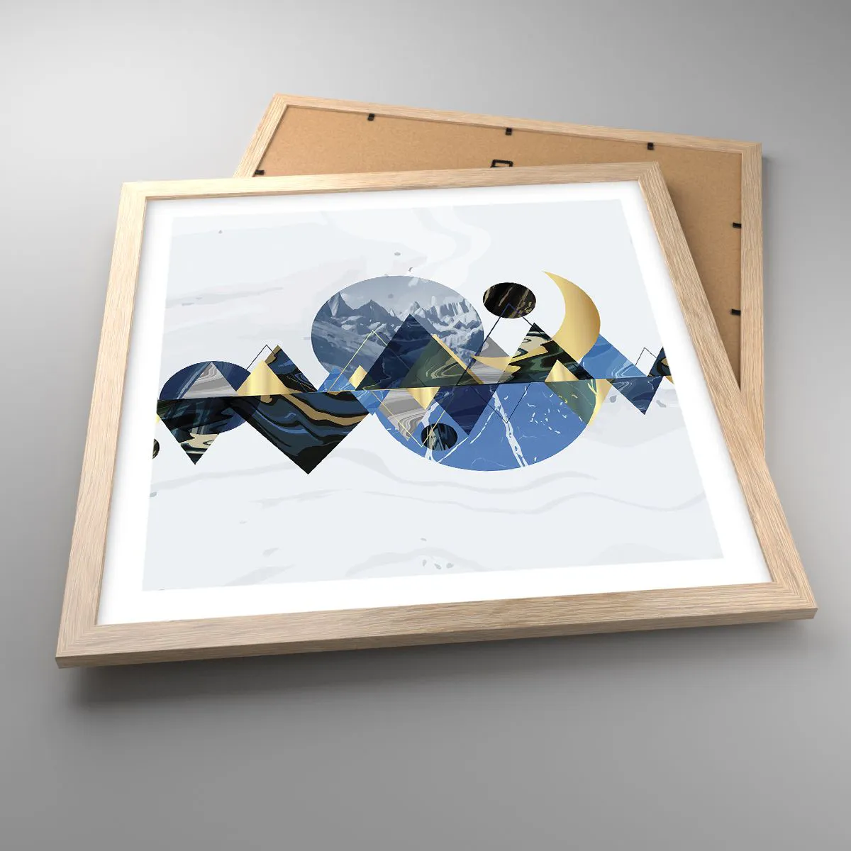 Plakát v rámu světlý dub - Geometrická krajina - 40x40 cm