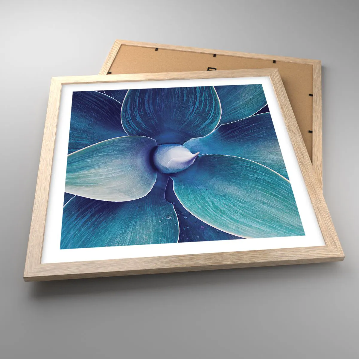 Poster in light oak frame - Blue from the Sky - 40x40 cm