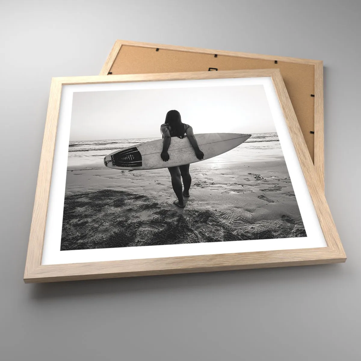 Pôster com moldura de carvalho claro - Filha da onda do mar - 40x40 cm