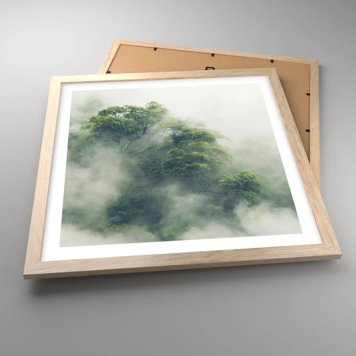 Poster in einem Rahmen aus heller Eiche - In Nebel gehüllt - 40x40 cm