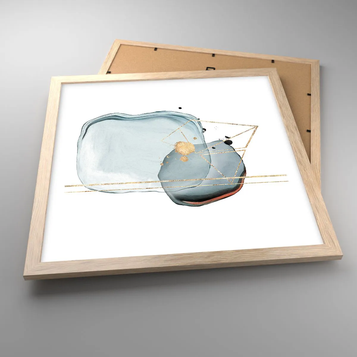 Plakat i ramme af lyst egetræ - En undersøgelse af dråber - 40x40 cm