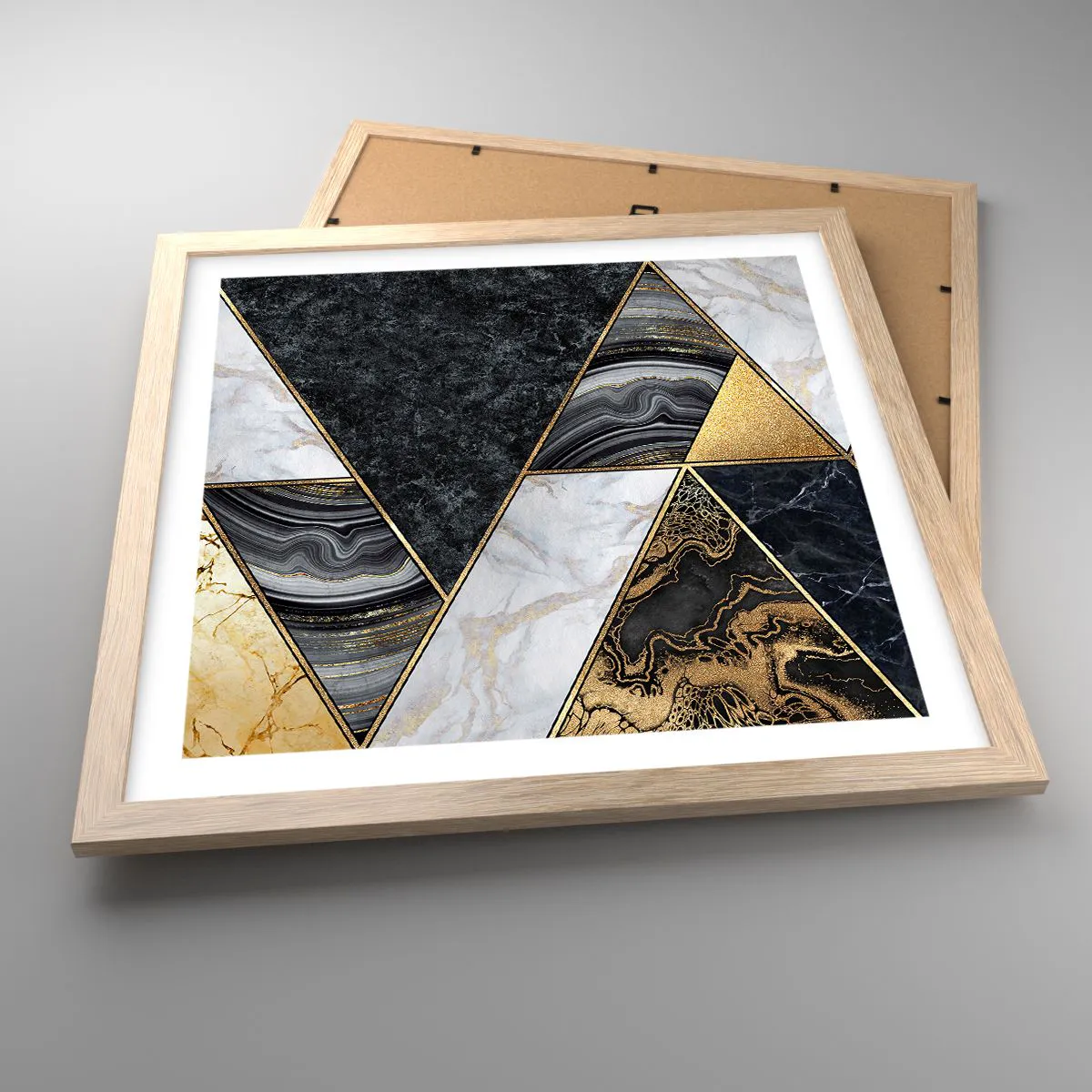 Plakat i ramme af lyst egetræ - Sten for sten - 40x40 cm