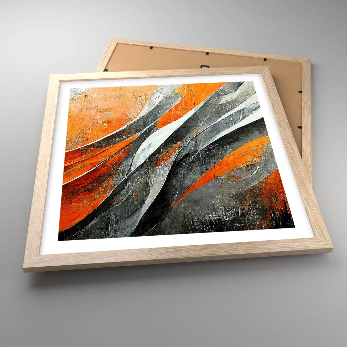 Affiche dans un chêne clair - Poster - Chaleur et froid - 40x40 cm