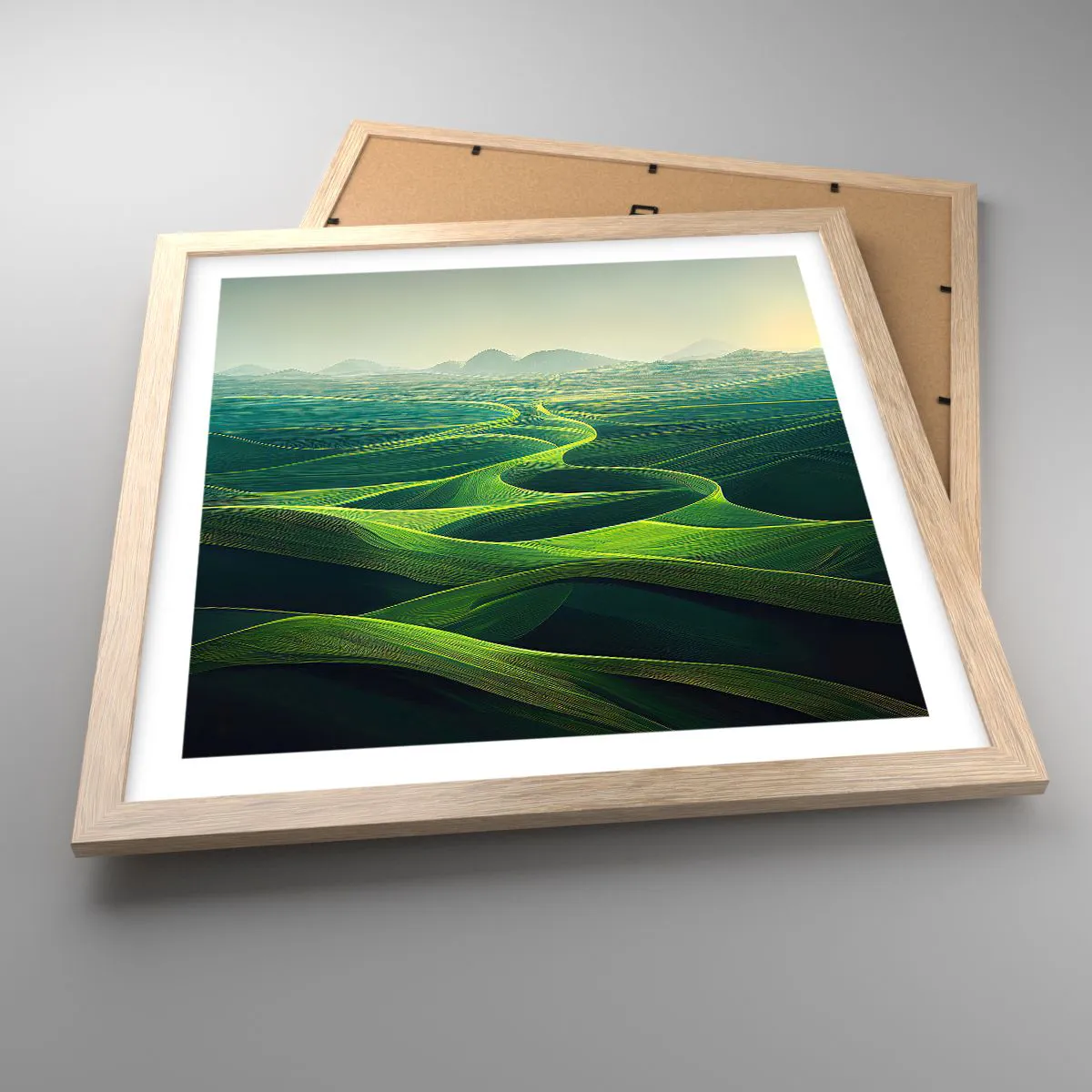 Affiche dans un chêne clair - Poster - Dans les vallées verdoyantes - 40x40 cm