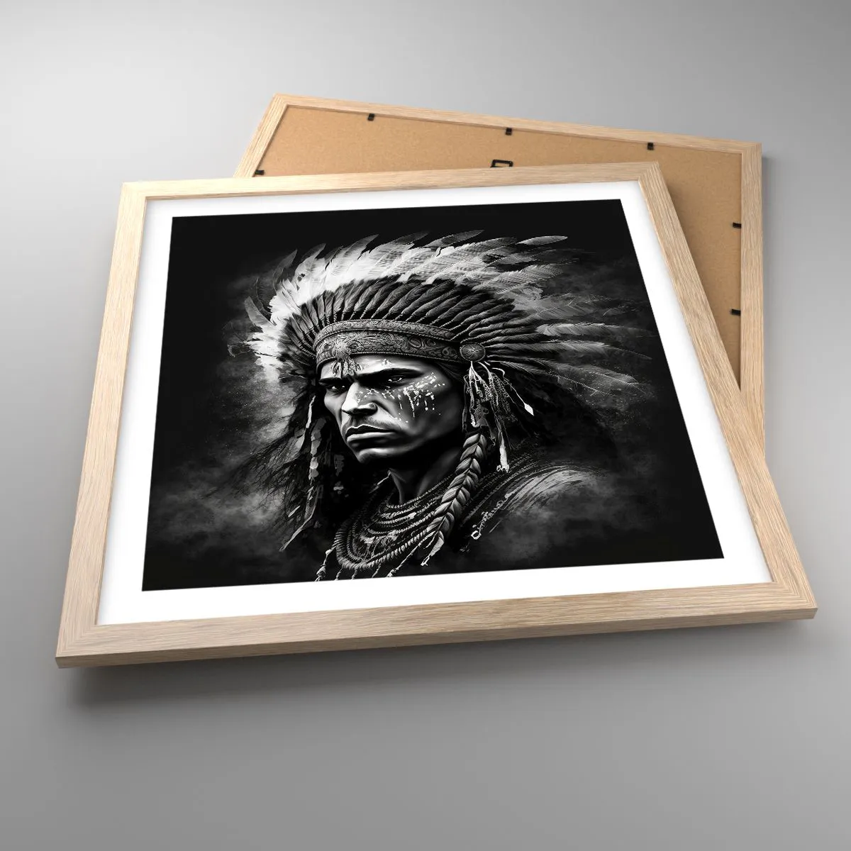 Affisch i ram av ljusek - Hövding och krigare - 40x40 cm