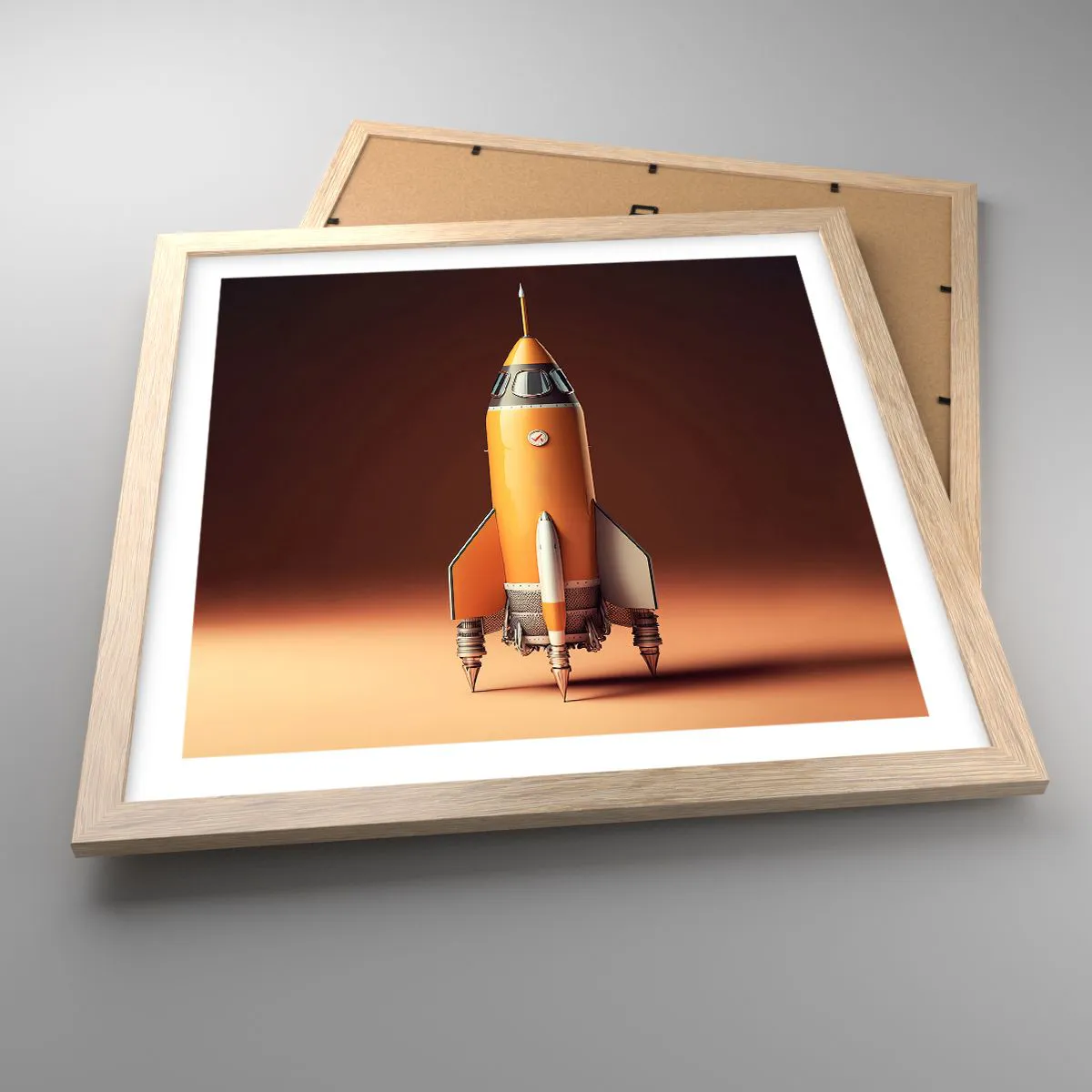 Plakat i ramme af lyst egetræ - Det begynder med en drøm - 40x40 cm