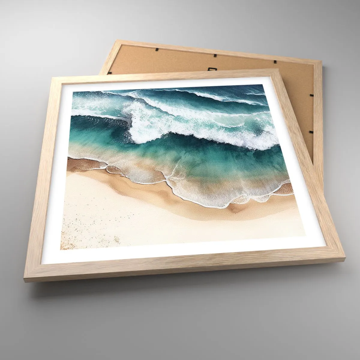 Plakat i ramme af lyst egetræ - Et evigt møde - 40x40 cm