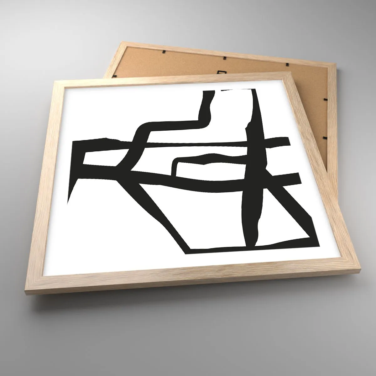Een poster in een licht eiken lijst - Zwart-wit ontwerp - 40x40 cm