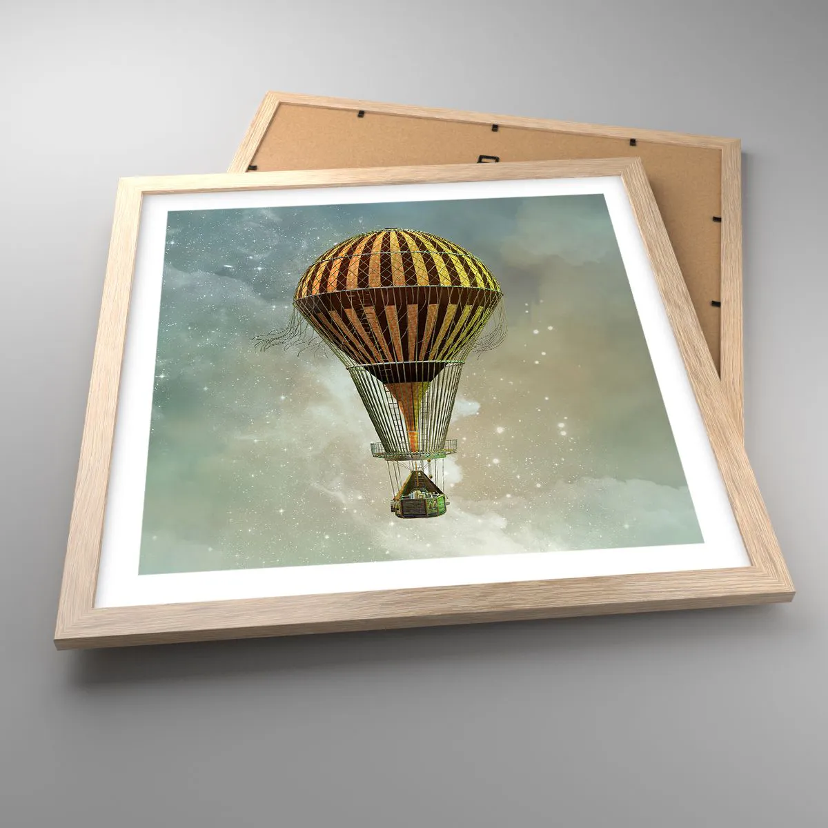 Póster en marco roble claro - Vuelos pioneros - 40x40 cm