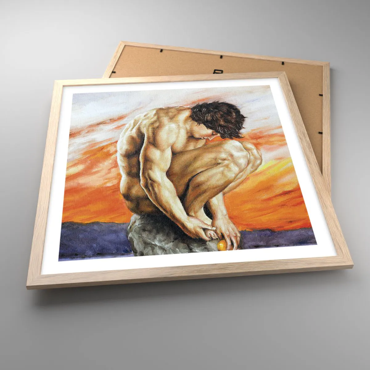 Poszter világos tölgy keretben - Elmerülve önmagában - 50x50 cm